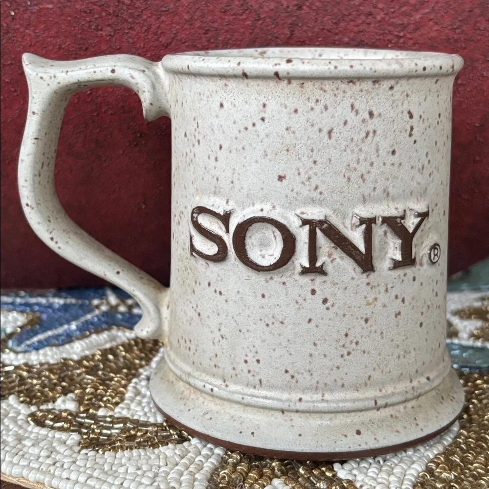 Onion River Pottery Speckled Ceramic Coffee Mug SONY Embossed Rustic Stoneware